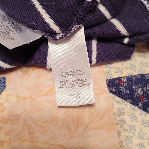 EUC Blue/White Striped Top. Button V-neck. 3/4 sleeves. Size XL - Picture 5 of 8